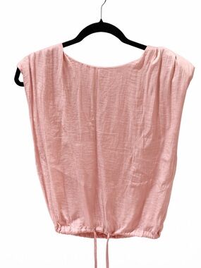 glam Light Pink Scoop Neck Drawstring Tank